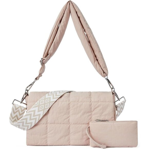 ✨ Cluci Crossbody Purse Women Cream Puffer Middle Tote Cotton Hobo Shoulder Bag - Picture 1 of 8